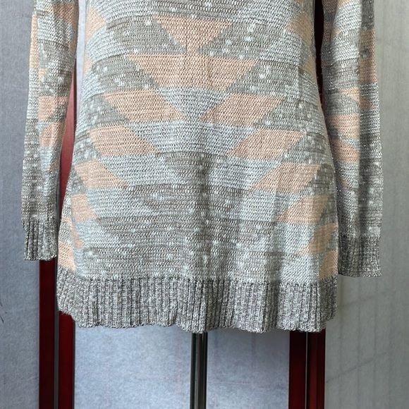 Absolutely Creative Worldwide Shimmering Aztec Cowl Neck Sweater (Size: Medium)