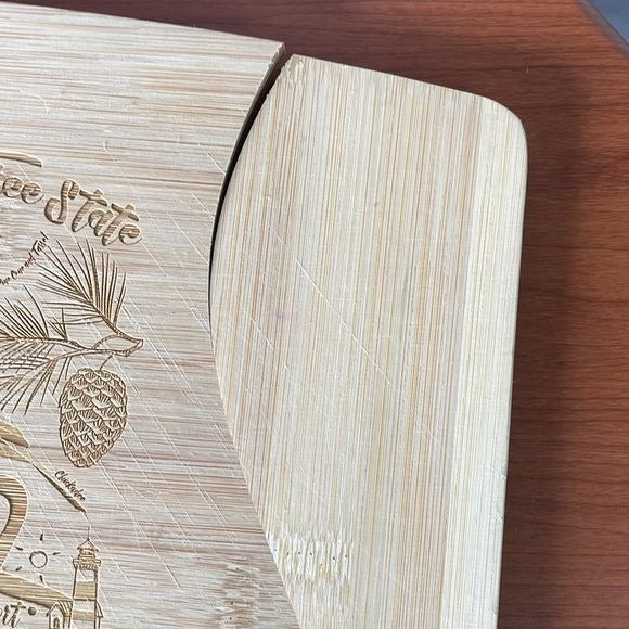 Gooseberry Designs 100% Bamboo Swoosh Maine Laser & Handcarved Cutting Board
