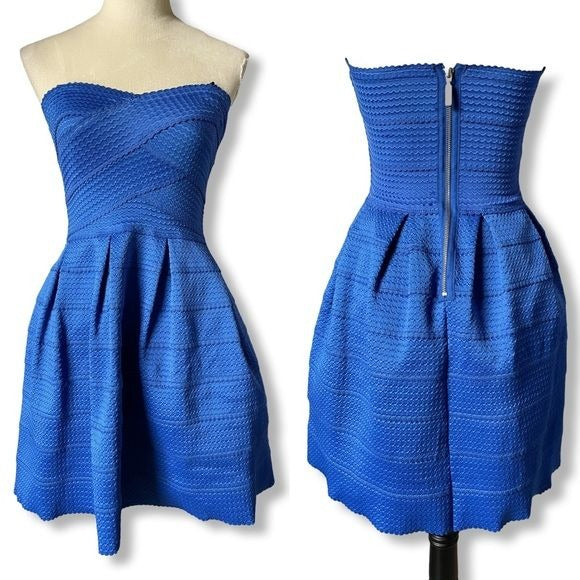 B. Darlin Cobalt Blue Strapless Dress (NWT) Zipper Down Back, Thick Material