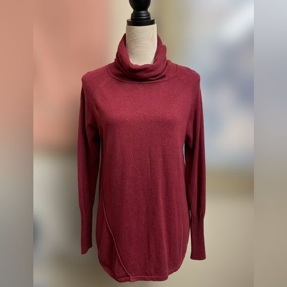 Lilla P Burgundy Pullover Turtleneck Sweater w/ Angora/Cashmere/Cotton (Medium)