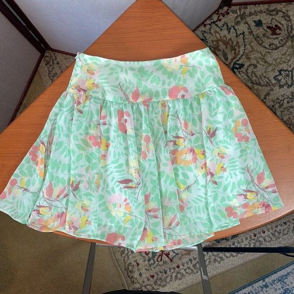 GAP Bright Multicolored Floral Skirt with Lining and Zipper on the Side (Size:0)