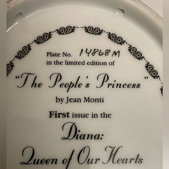 Princess Diana Queen of Our Hearts “The People’s Princess” Collectible Plate