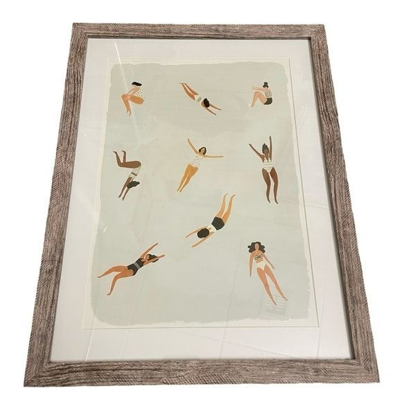 Victoria Borges “Minnows II” Whimsical Contemporary Print with Rustic Frame