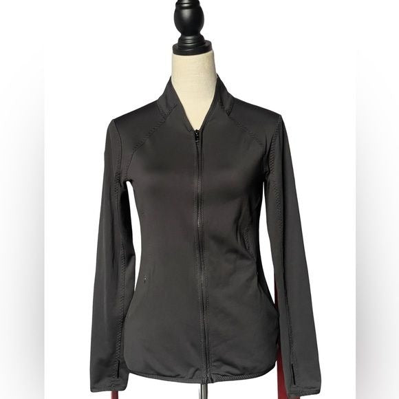Layer 8 Black Full Zip Fleece Lined Full Zip Athletic Top w/Zipped Pockets (Sm)
