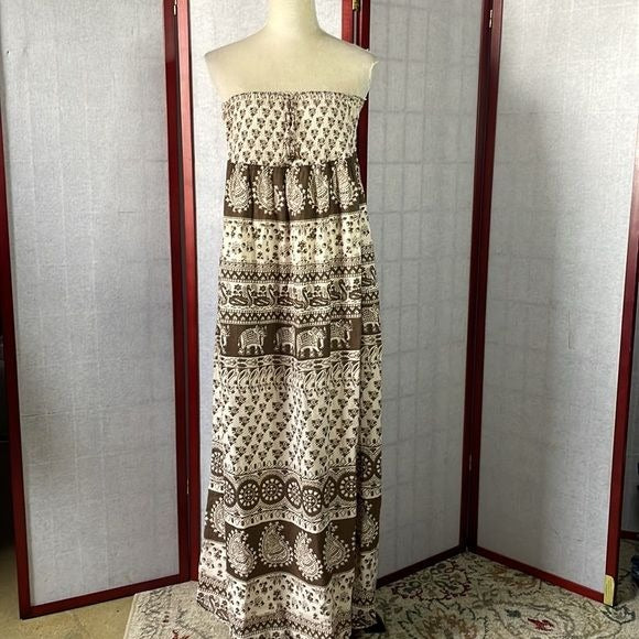 Joie Cream Maxi Dress with Bohemian Designs Throughout the Fabric