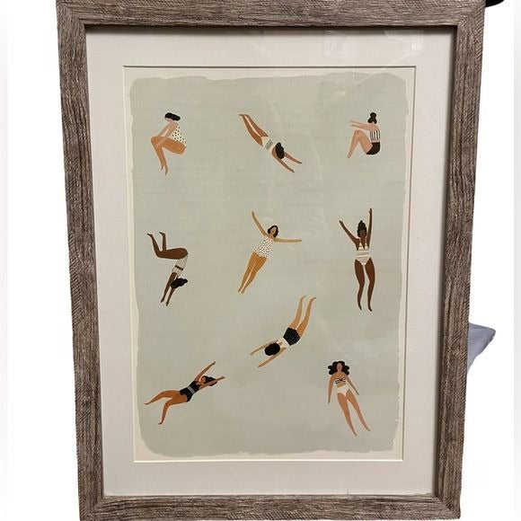 Victoria Borges “Minnows II” Whimsical Contemporary Print with Rustic Frame