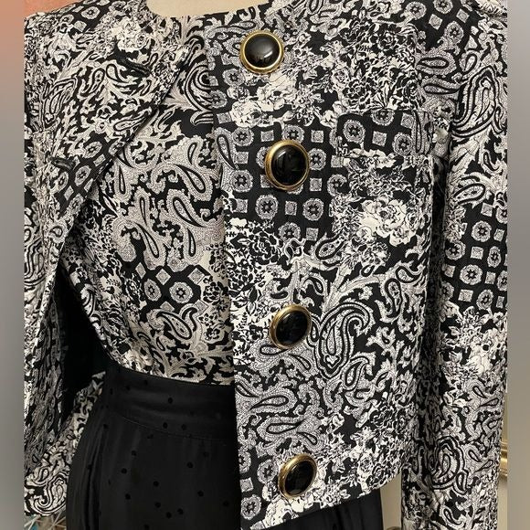 Rickie Freeman for Teri Jon Black & White Vintage Dress w/Removable Jacket  (6)