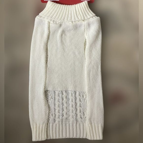 Holiday White Cable Knit Pet Sweater Keep your Fur Babies Warm & Fashionable