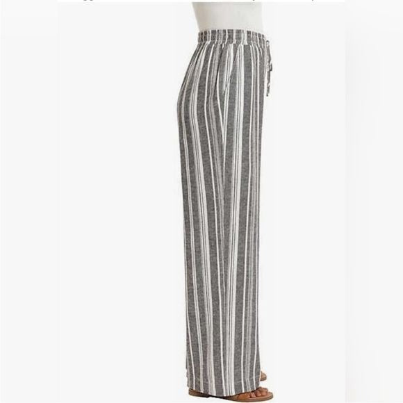 Briggs Multicolored Vertical Striped Wide Leg Linen Pants w/Elastic Waist (Med)