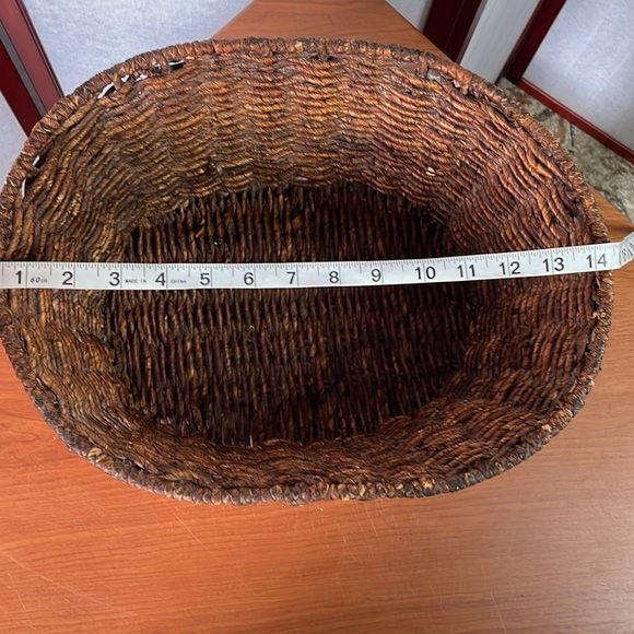 Woven Oval Shaped Basket with Measurements in photos
