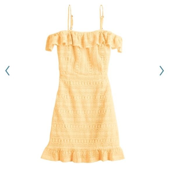 Born to Be Spoiled Yellow Lined Ruffled Dress with Adjustable Straps (Size: L)