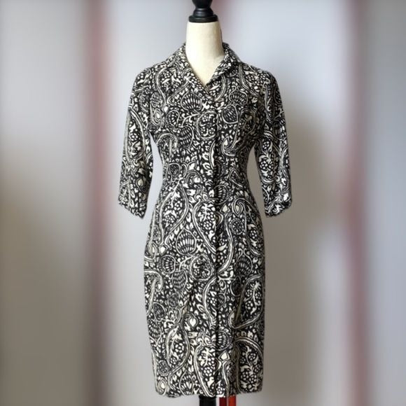 MAM’SELLE by Betty Carol 1960’s Vintage Collared Dress with 3/4 Sleeves (Size:S)