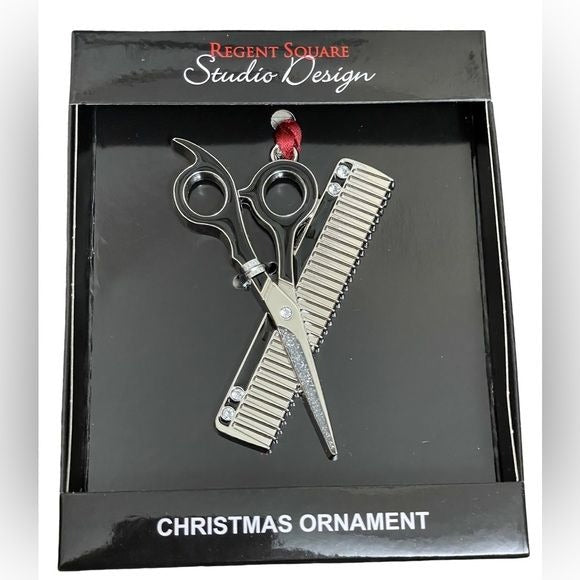Regent Square Studio Design Hair Stylist Scissor & Comb Sparkling Ornament