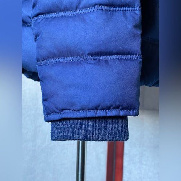 Tommy Hilfiger Blue Down Puffer Full Zip & Button Coat with Hood (Size: Small)