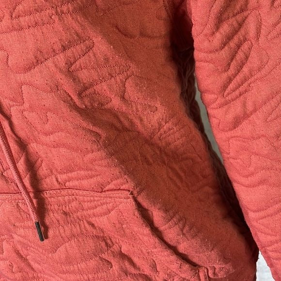Nine West Deep Rose Colored Quilted Pullover Hoodie with Kangaroo Pocket (XS)