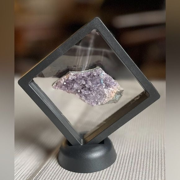 Raw Purple Amethyst Crystal (Promotes Calmness) with Black Display Stand
