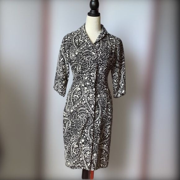 MAM’SELLE by Betty Carol 1960’s Vintage Collared Dress with 3/4 Sleeves (Size:S)