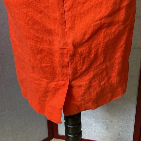 Ann Taylor LOFT Reddish Orange 100% Linen Dress w/Open Back (Size: 4)