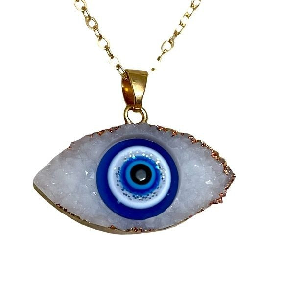 Evil Eye Bohemian Turkish Pendant Necklace w/ Gold Fashion Clavicle Chain *New*