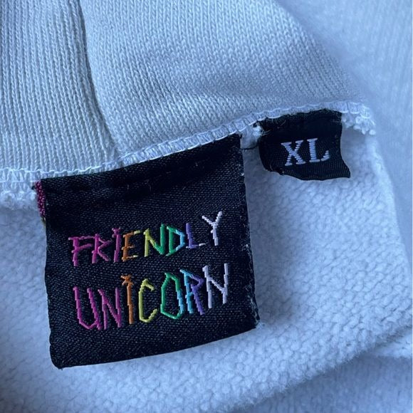 Friendly Unicorn Cement Punk Colored Heavyweight Pullover Hoodie (Size: XL)