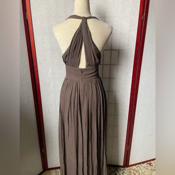 Banana Republic Chocolate Brown Maxi w/100% Silk Outer Shell & Sequins (Size: 0)