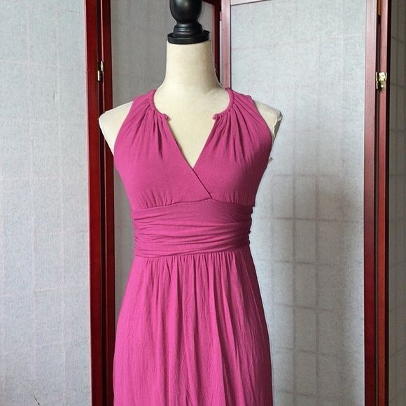 Michael Stars Deep Pink/Purple V-Neck Dress w/Stretchy Material (Size: One)