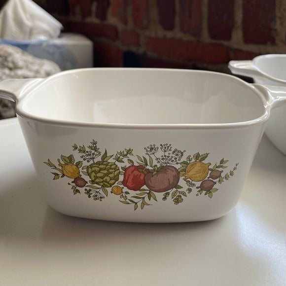 Corningwear Vintage 2 3/4 Cup Small Casserole Dishes One is Plain White