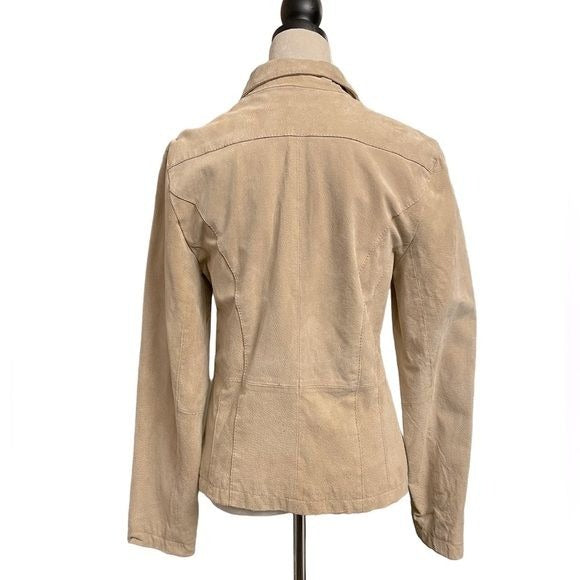 Wilson’s Leather Women’s Cream Colored Full Zip Leather Jacket (Size: Medium)