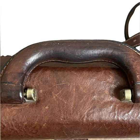 R Firenze Vintage Brown Italian Leather Versatile Briefcase w/Crossbody Strap