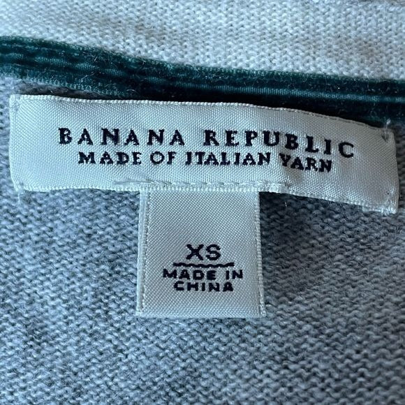 Banana Republic Heather Gray Wool/Cashmere V-Neck Sweater (Size: Small)