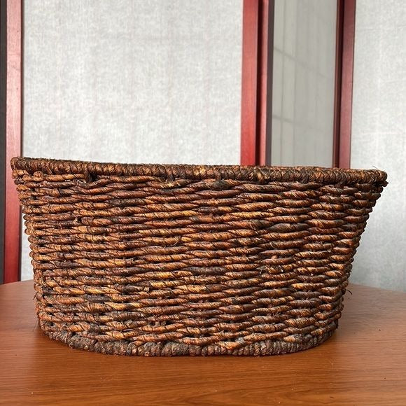 Woven Oval Shaped Basket with Measurements in photos