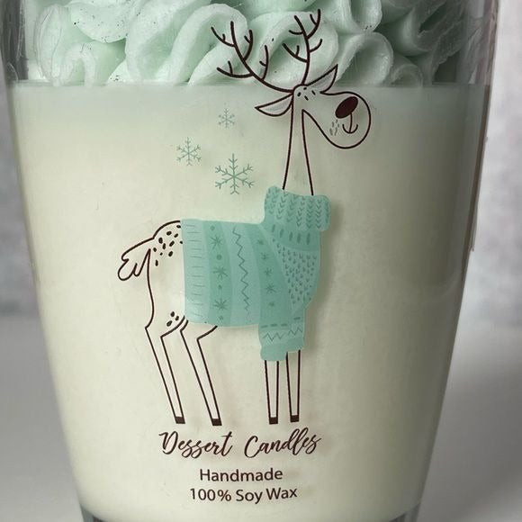 Vanilla Snow Handmade 100% Soy Wax Holiday Dessert Candles w/Shiny Sparkles