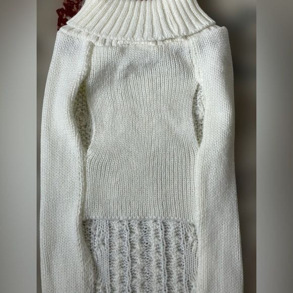 Holiday White Cable Knit Pet Sweater Keep your Fur Babies Warm & Fashionable