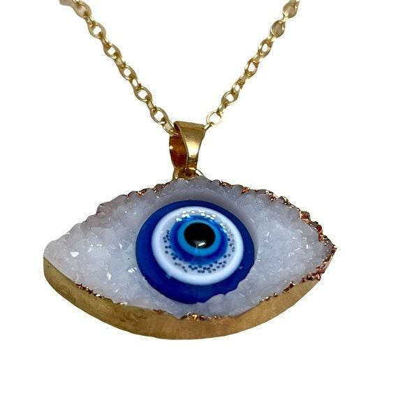 Evil Eye Bohemian Turkish Pendant Necklace w/ Gold Fashion Clavicle Chain *New*
